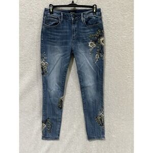 Driftwood Jeans Womens 28x28* Blue Denim Floral Embroidered Jackie Boho Floral